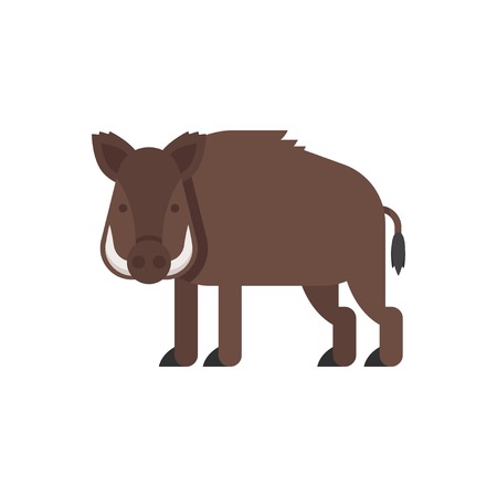 Vector flat style illustration of boar. Icon for web. Isolated on white background.のイラスト素材