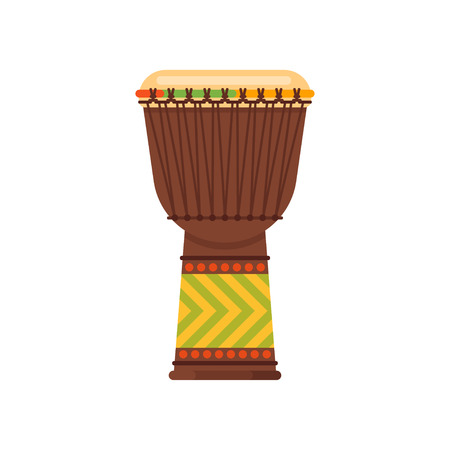 Vector flat style African drum musical instrument djembe. Icon for web. Isolated on white background.のイラスト素材
