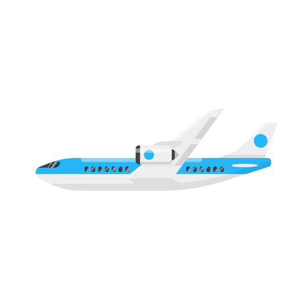 Vector flat style illustration of plane. Isolated on white background.Icon for web.のイラスト素材