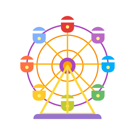 Vector flat style illustration of Ferris wheel. Isolated on white background. Icon for webのイラスト素材