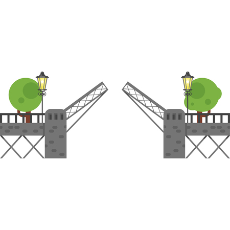 Vector flat style illustration of open gate. Isolated on white background.のイラスト素材