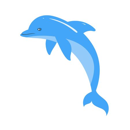 Vector cartoon style illustration of dolphin. Icon for web. Isolated on white background.のイラスト素材