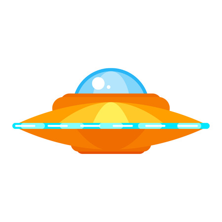 Vector flat style illustration of ufo ship. Icon for web. Isolated on white background.のイラスト素材