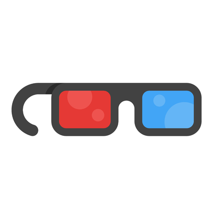 Vector flat style icon 3d movie glasses. Isolated on white background.のイラスト素材
