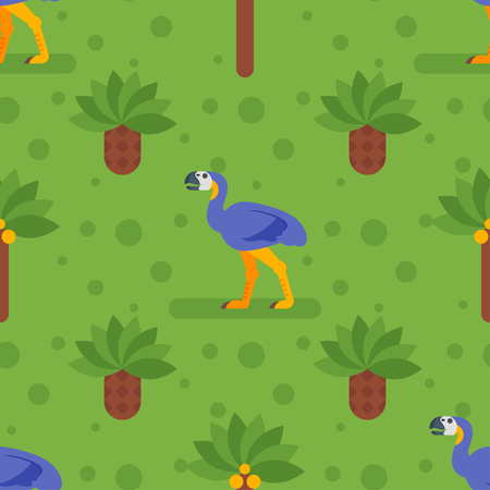 Vector flat style colorful seamless pattern with dinosaurs.のイラスト素材