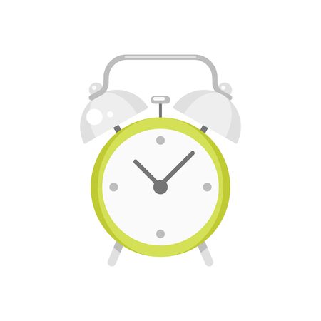 Vector flat style illustration of alarm clock. Icon for web. Isolated on white background.のイラスト素材