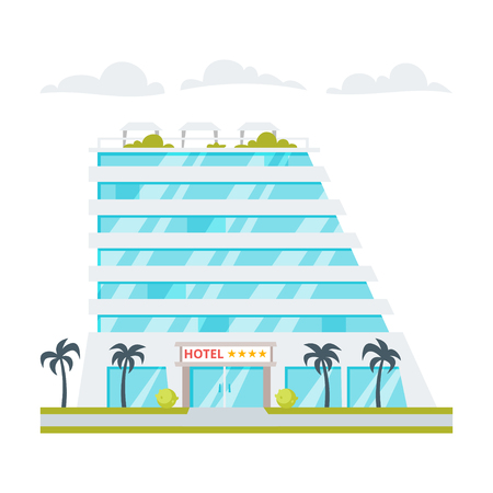 Vector cartoon style illustration of luxury hotel building. Travel and tourism.のイラスト素材