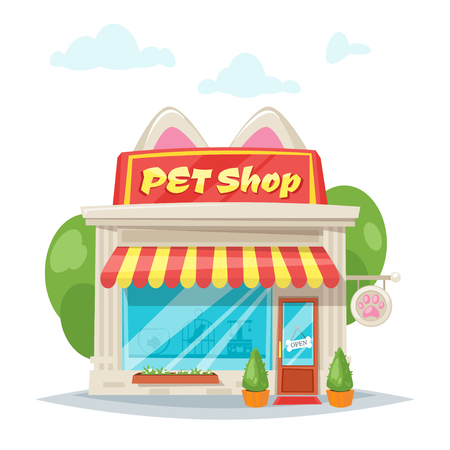 Vector cartoon style illustration of pet shop facadeのイラスト素材