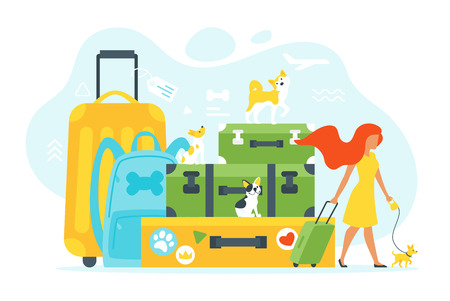 Tourism concept background with tourist backpack and bagのイラスト素材