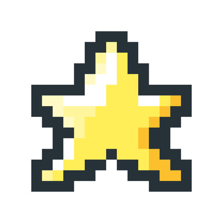 Vector cartoon style illustration of star pixel art icon. Isolated on white background.のイラスト素材