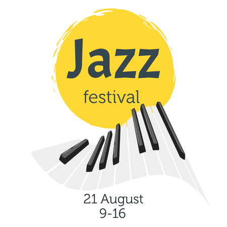 Jazz poster background. Vector template for festival event with musical instrument keys.Vertical composition.のイラスト素材