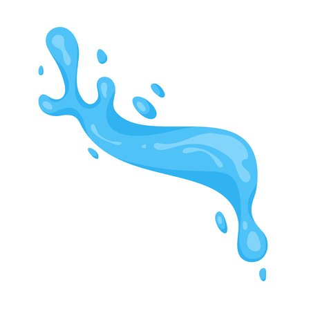 Water splash. Vector cartoon illustration on white background. Blue aqua wave.のイラスト素材
