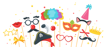 Cartoon style photo props horizontal  banner template design.のイラスト素材