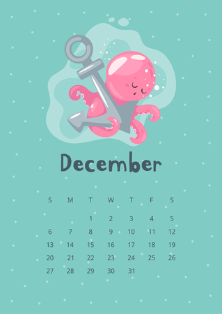 December 2020 calendar page.のイラスト素材
