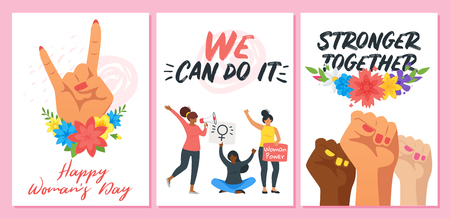 Happy woman's day greeting card or poster template.のイラスト素材