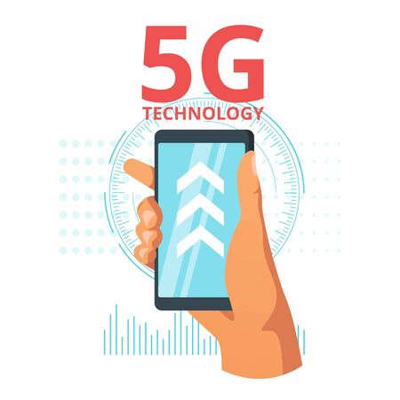 5G wireless innovation technology advertisement poster template.のイラスト素材