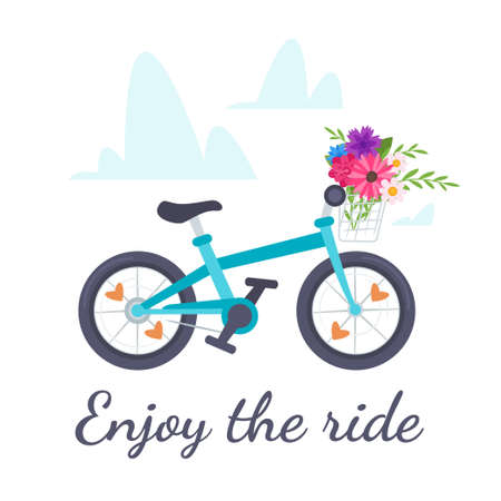 bicycle with flowers in a basket. Templateのイラスト素材