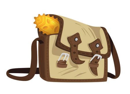 Vector cartoon style explorer bag with treasureのイラスト素材