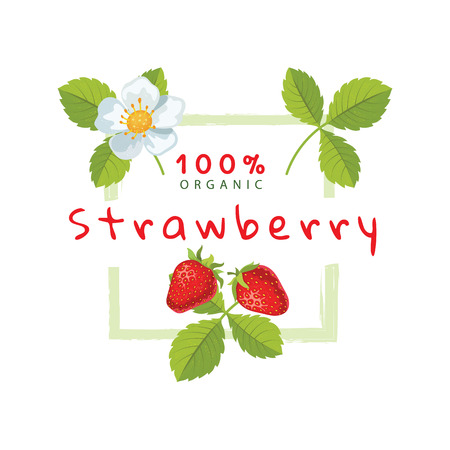 Label with strawberries, can be used for jams, cosmetics and other packing design. Vector illustrationのイラスト素材