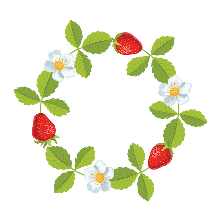 Round frame with strawberries. Vector illustrationのイラスト素材