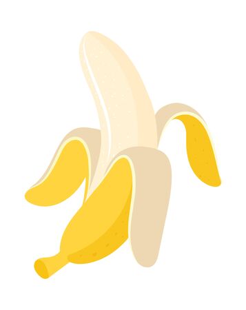 Whole banana isolated on white background. Vector .のイラスト素材