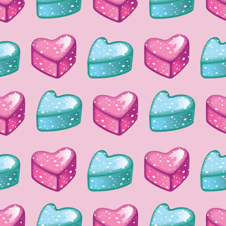 Vector seamless pattern with pink and mint candies.