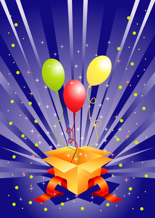 Holiday box with gift balloonsのイラスト素材