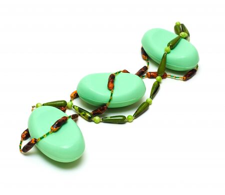 Soap and woman decoration isolated on whiteの写真素材