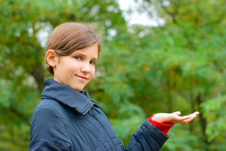 Portrait teen girl on natureの写真素材