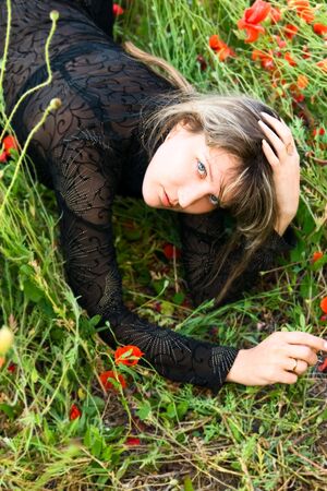 Portrait woman on nature for your designの写真素材