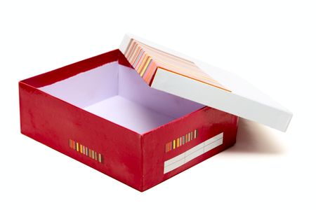 Open Empty box isolated on whiteの写真素材