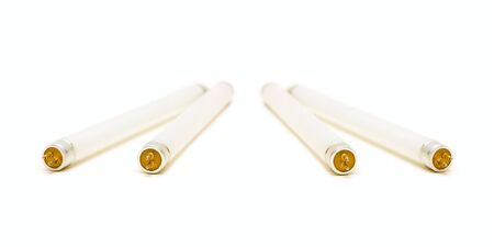 Daylight bulbs isolated on whiteの写真素材