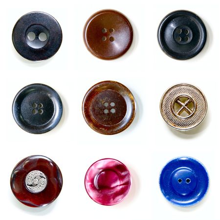 Nine beautiful buttons isolated on white