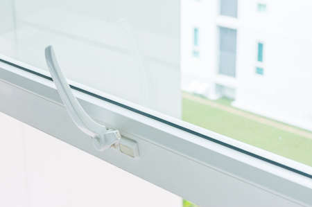 glass window handle at condominuin, Thailandの写真素材