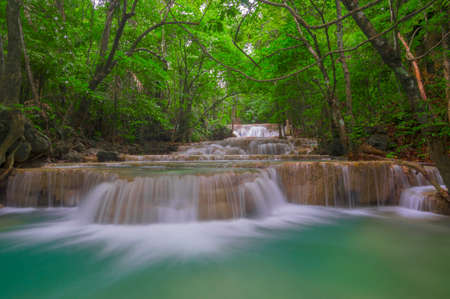 Huai Mae Khamin Waterfall, Kanchanaburi province Thailandの写真素材