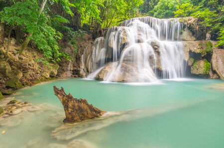 The cliff waterfall, Huay Mae Kamin waterfall, Thailandの写真素材
