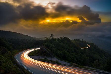 Sunrise at Doi Inthanon, Chiang Mai Thailandの写真素材