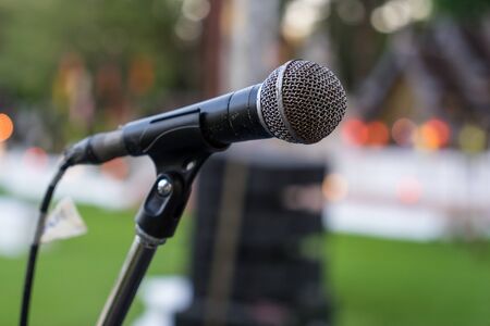 Black microphone in concert