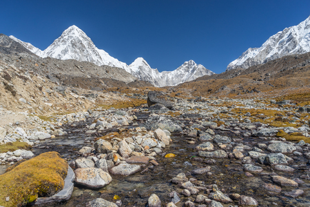 Everest base camp trail, Everest region, Nepalの写真素材