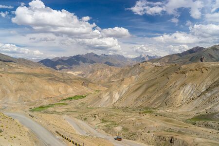 Lamayuru landscape and transportation, India