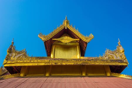 Myanmar traditional style roof of Mandalay palace, Mandalay city, Myanmar, Asiaの写真素材