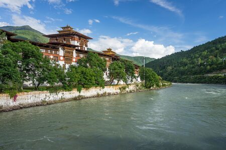 Punakha Dzong, old monastery and Landmark of Bhutan, Asiaの写真素材