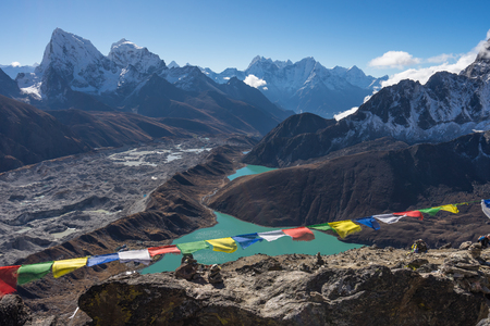 Himalayas mountain range view from top of Gokyo Ri, Everest region, Nepal, Asiaの写真素材