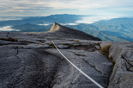 South peak of Kinabalu mountain in Borneo island, Sabah, Malaysia, Asiaの写真素材