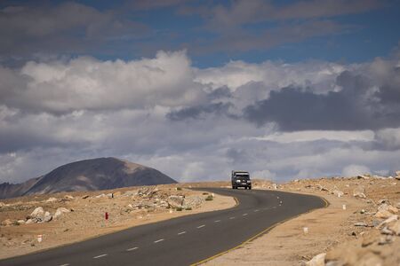 Road to Lamayuru moon land in Leh, Ladakh region in India, Asia