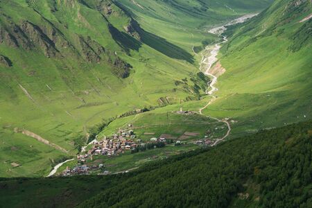 Beautiful scenery of Ushguli village in summer season, Svaneti, Europe