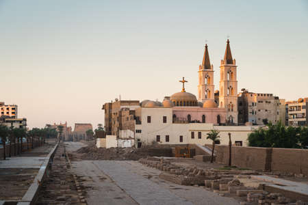 Luxor city in a morning sunrise, upper Egypt, Africaの写真素材