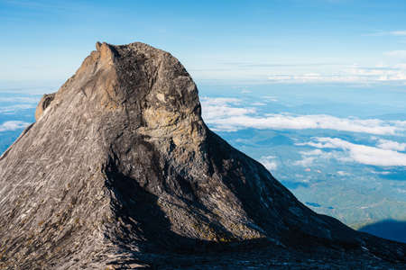 Victory or Gorilla mountain peak view from Low's peak of Kinabalu mountain massif, Borneo island in Sabah state, Malaysia, Asiaの写真素材