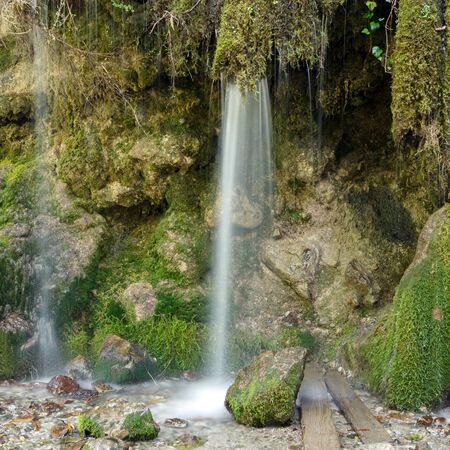 Abkhazia. The splashes of the waterfall in the cool mountain gorges.の写真素材