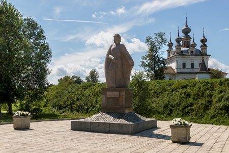 Golden Ring. Monument to Yury Dolgorukiy in Yuryev-Polsky against the background of Cathedral of the Archangel Michaelの写真素材